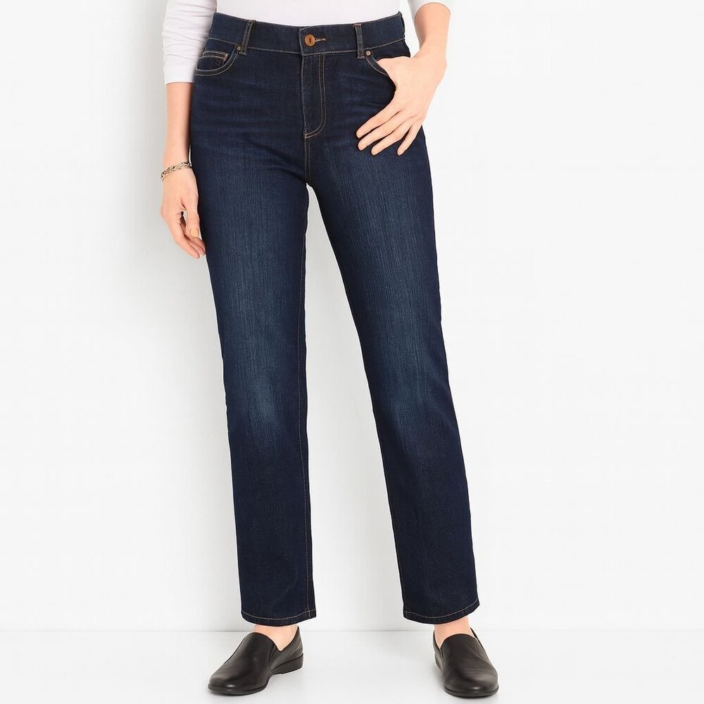 Chicos Platinum Denim Womens Jean Stretch Slim Leg Mid Rise Size 0 | S | 4 Reg